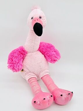 Build A Bear Flamingo Plush Pink Stuffed Animal Long Legs Sparkle Feet Toy BABW